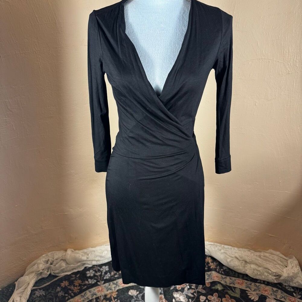 Diane von Furstenberg DVF New Julian Two Mini Wrap Dress – Black | Size 6